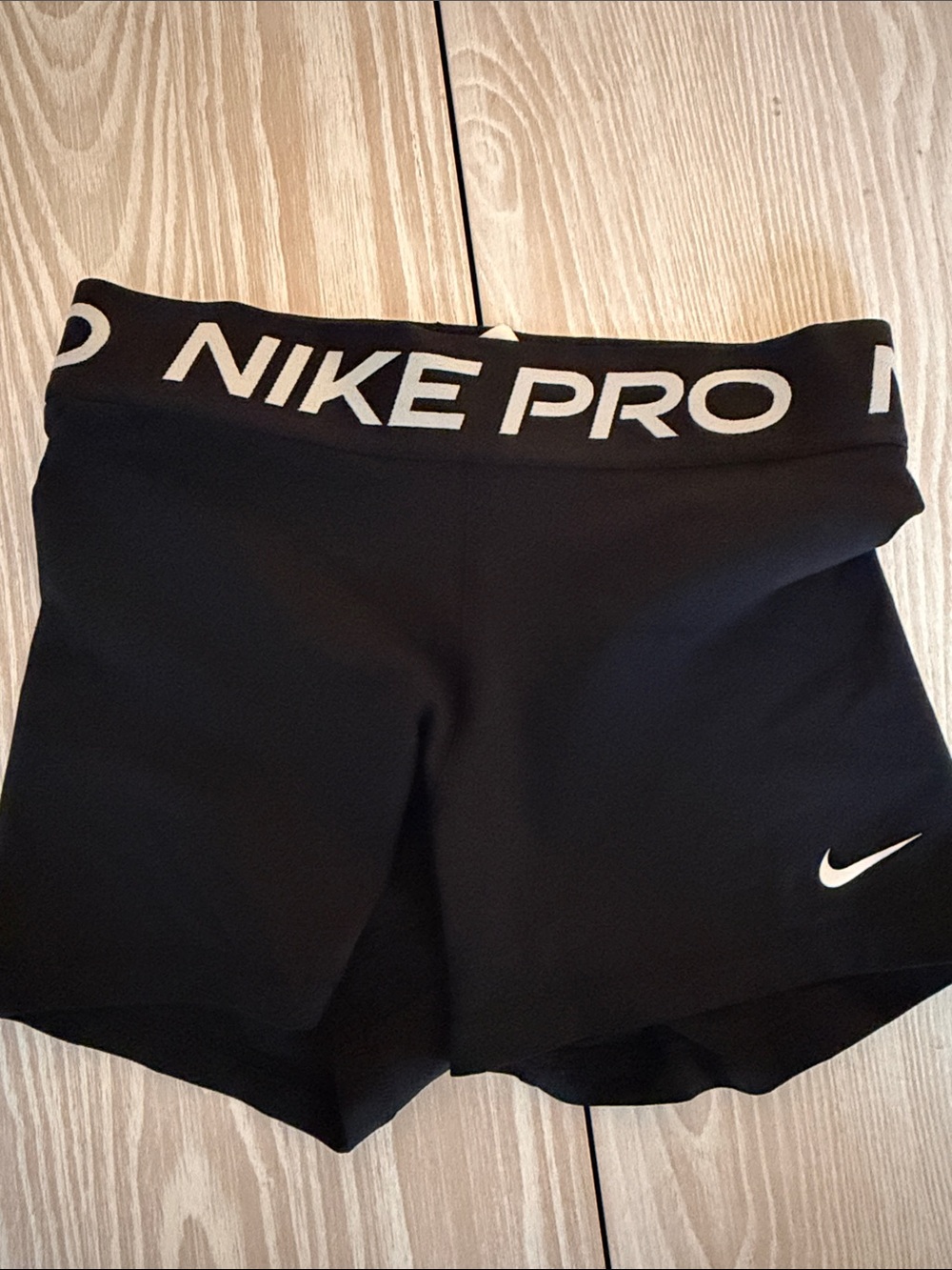 Nike Pro Black Women's Athletic Shorts with White Swoosh